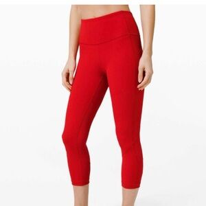 Lululemon Pace Rival Crop Legging in Red Cropped